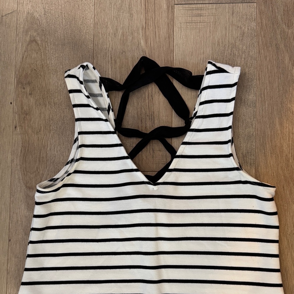 Striped Black and White Kids Dress - Picture 5 of 12